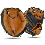 IKJ Rapid Series 33.5 INCH Open Back Model CATCHER'S Baseball Mitt in Tan and Black for RIGHT-HANDED Thrower