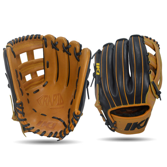 IKJ Rapid Series 12.5 INCH Double Welt Model OUTFIELD Baseball Glove in Tan and Black for RIGHT-HANDED Thrower