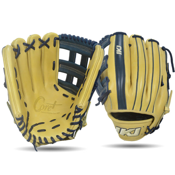IKJ Core+ Series 12.75 INCH Double Welt Model OUTFIELD Baseball Glove in Camel and Navy for LEFT-HANDED Thrower