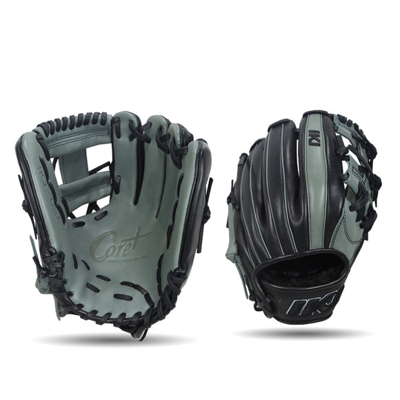 IKJ Core+ Series 11.5 INCH Double Welt Model INFIELD Baseball Glove in Black and Gray for RIGHT-HANDED Thrower