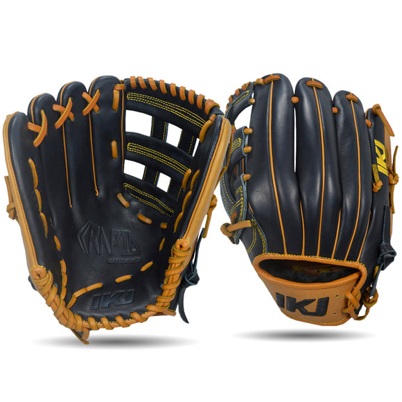 IKJ Rapid Series 12.75 INCH Single Welt Model OUTFIELD Baseball Glove in Black and Tan for LEFT-HANDED Thrower