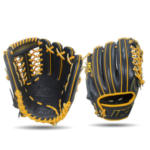 IKJ Xpro Series 11.75 INCH Double Welt Model INFIELD/PITCHER Baseball Glove in Black and Harvest for RIGHT-HANDED Thrower