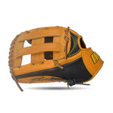 IKJ Core+ Series 12.75 INCH Double Welt Model OUTFIELD Baseball Glove in Black and Harvest for LEFT-HANDED Thrower