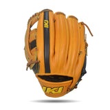 IKJ Core+ Series 12.75 INCH Double Welt Model OUTFIELD Baseball Glove in Black and Harvest for LEFT-HANDED Thrower